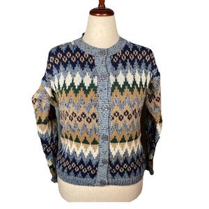 Vintage Ninon de Lenclos Cardigan Sweater Cottagecore Grandma Size Small Cotton